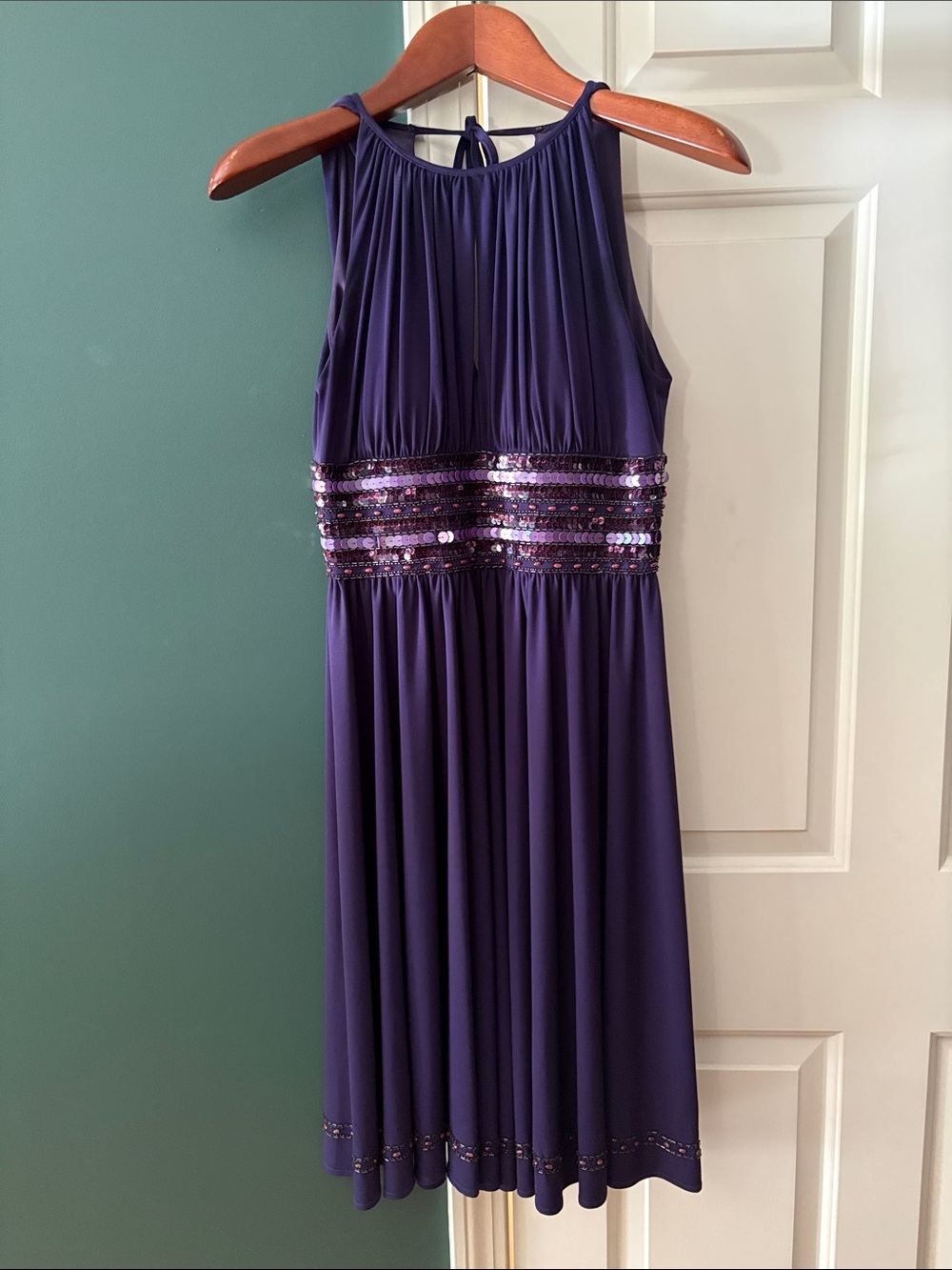 JS Boutique Deep Purple Halter Dress with Waist Detail